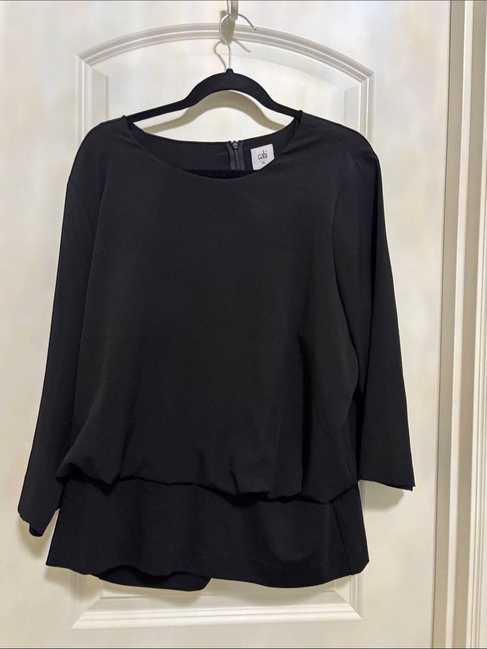 CAbi Indulgence double layer top.  Black Layered Blouse - Sleek Women's Top